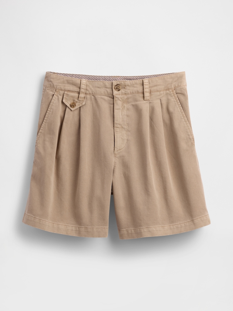6" Mid Rise Twill Pleated Trouser Shorts