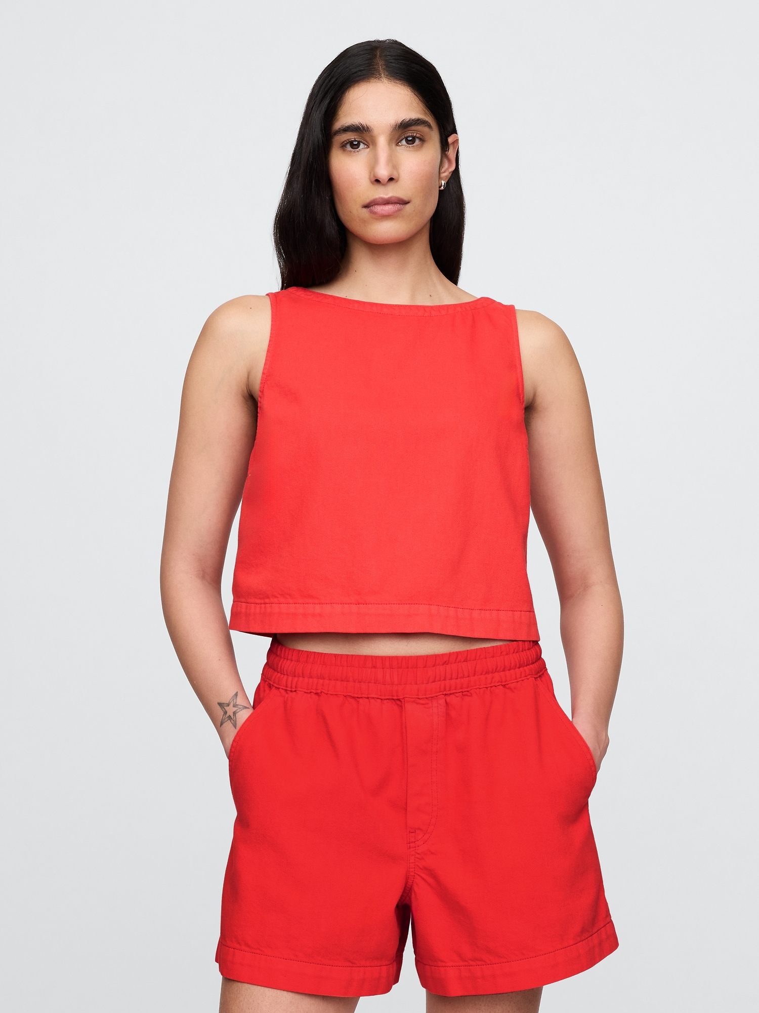UltraSoft Denim Shell Tank Top | Gap