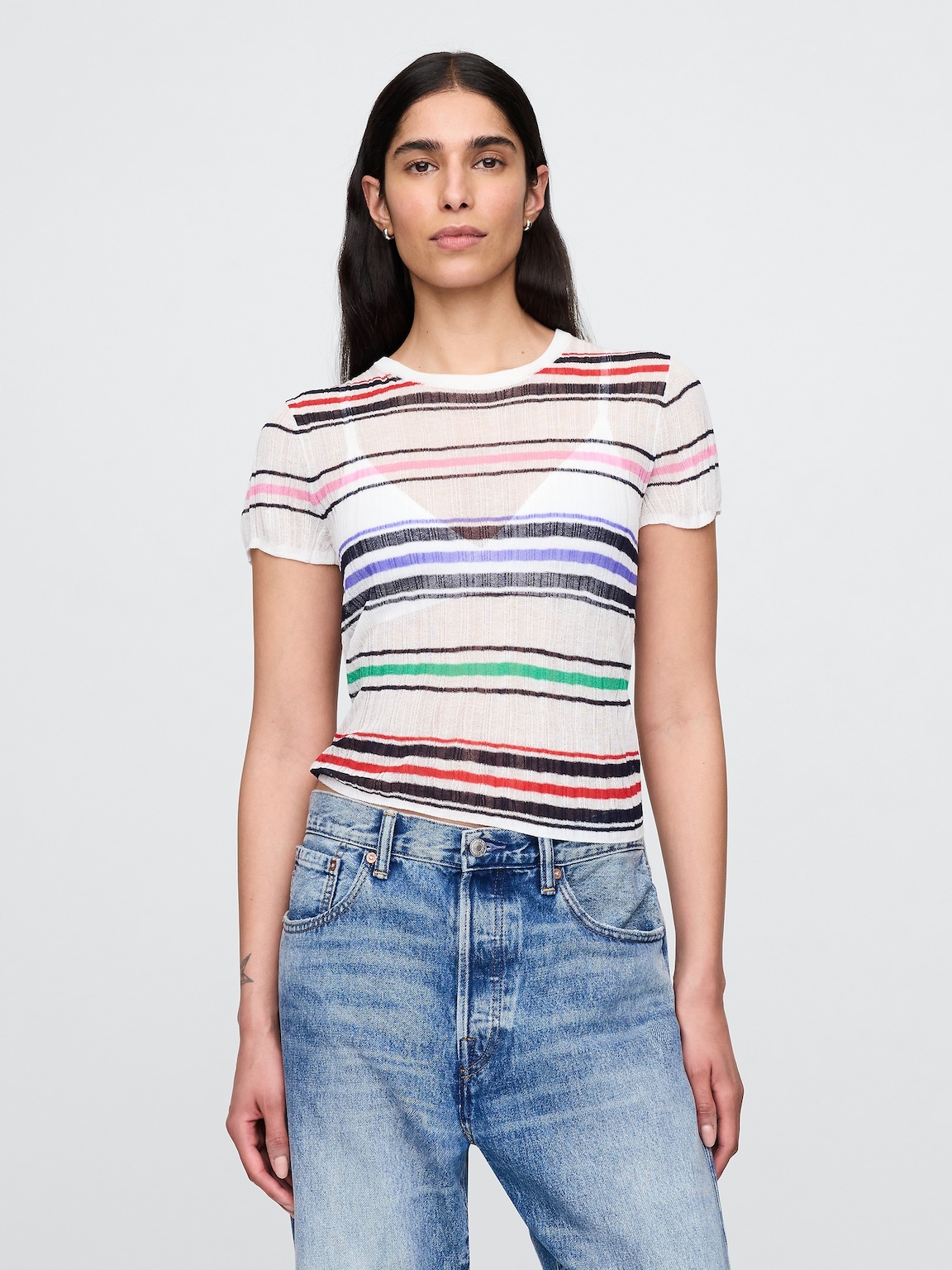 Sheer Rib Sweater T-Shirt