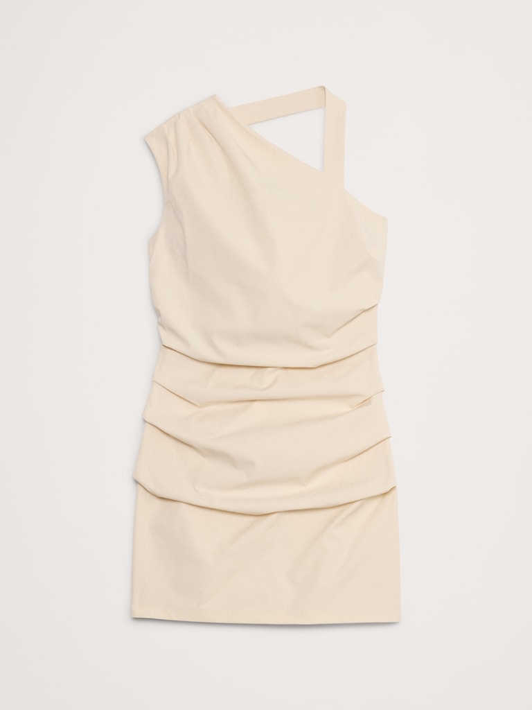 Tech-Stretch Ruched Mini Dress