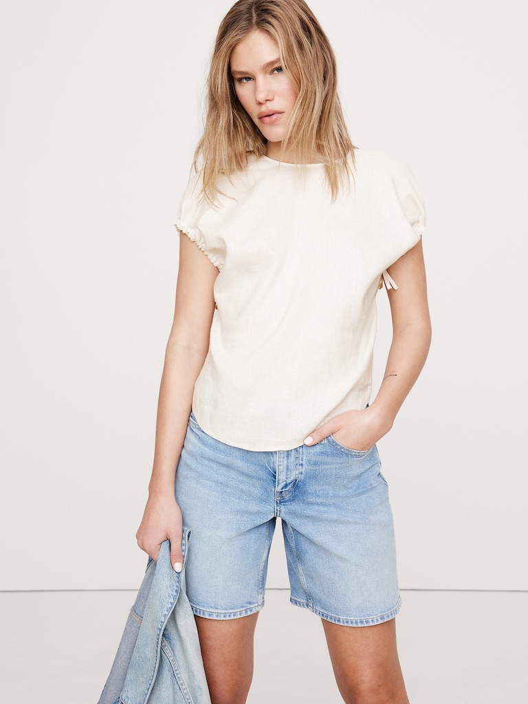 Oversized Linen Cinch Top
