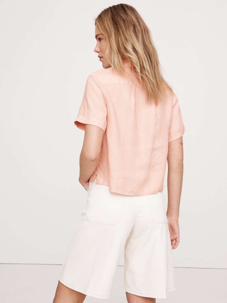 Boxy Linen Short-Sleeve Shirt