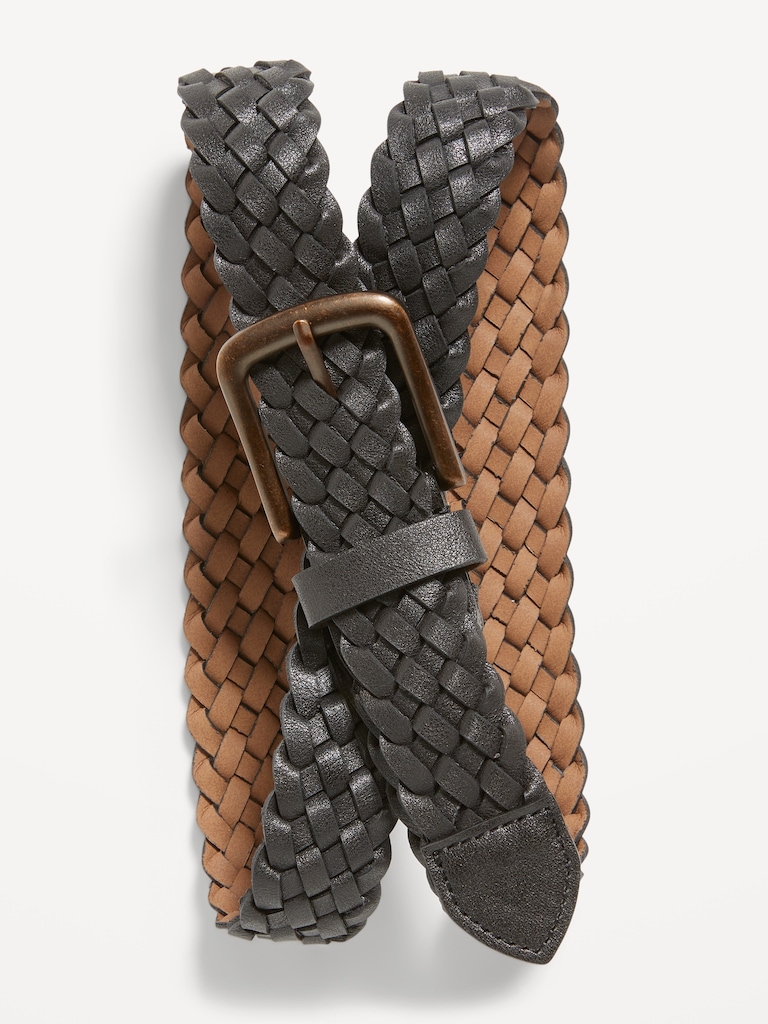 Braided Faux-Leather Belt for Men