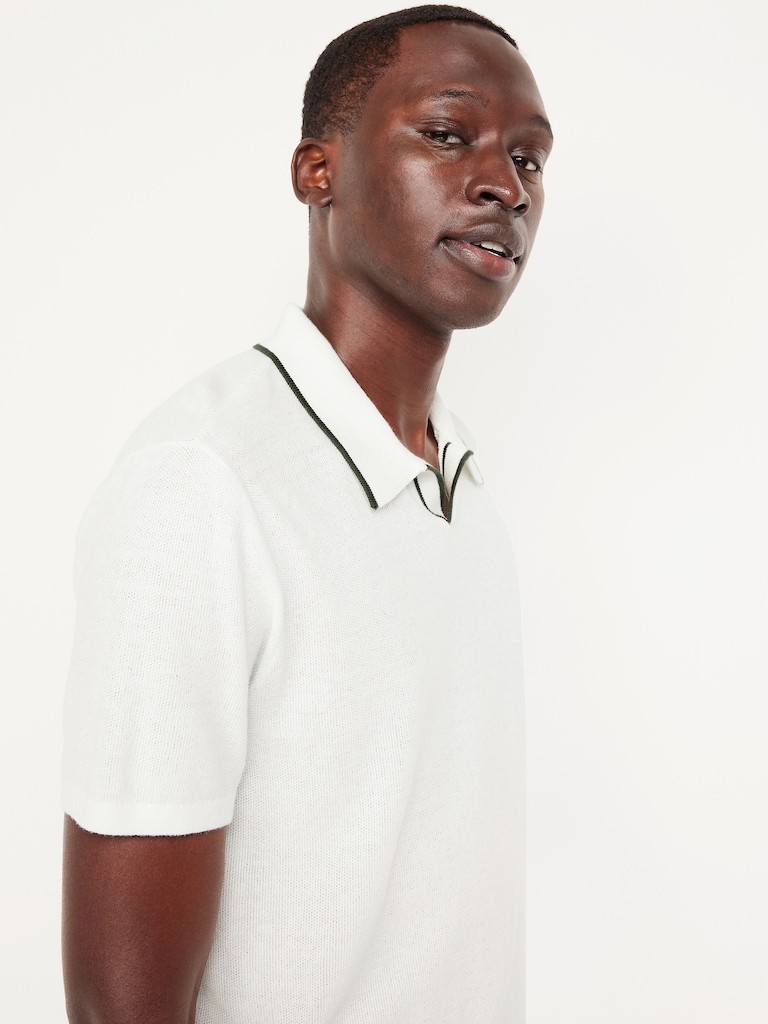 Tipped Collar Polo Sweater
