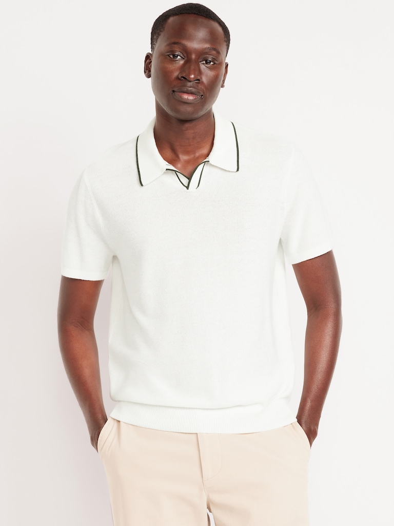Tipped Collar Polo Sweater