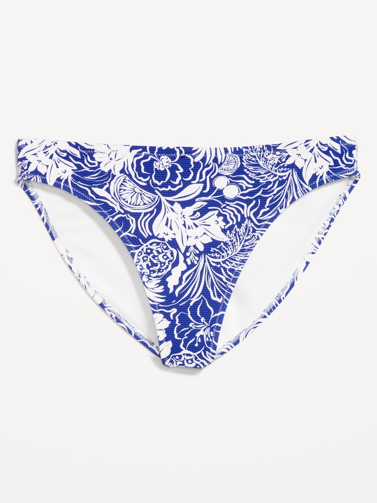Mid-Rise Textured Bikini Swim Bottoms