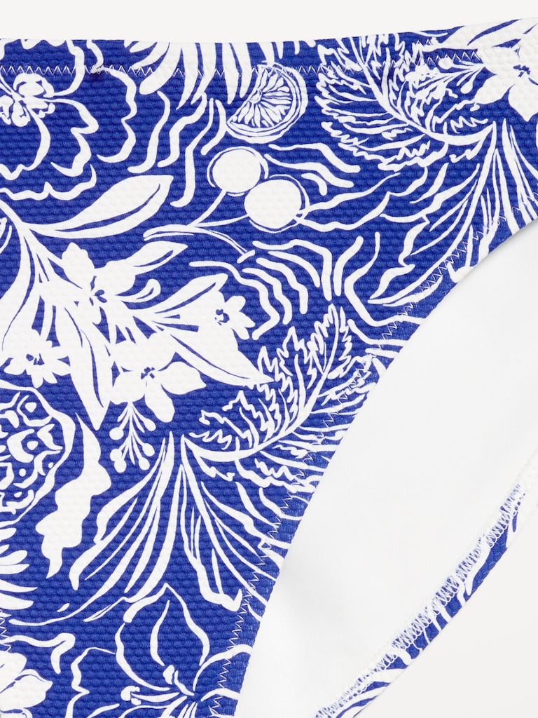 Mid-Rise Textured Bikini Swim Bottoms