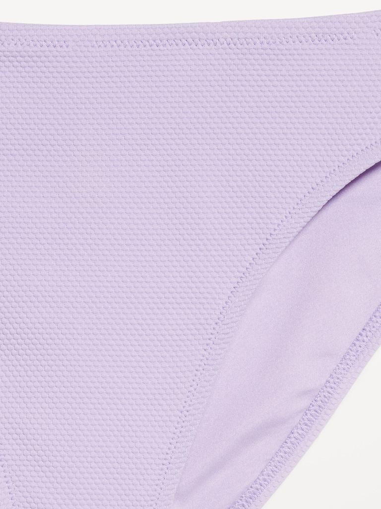 Mid-Rise Textured Bikini Swim Bottoms