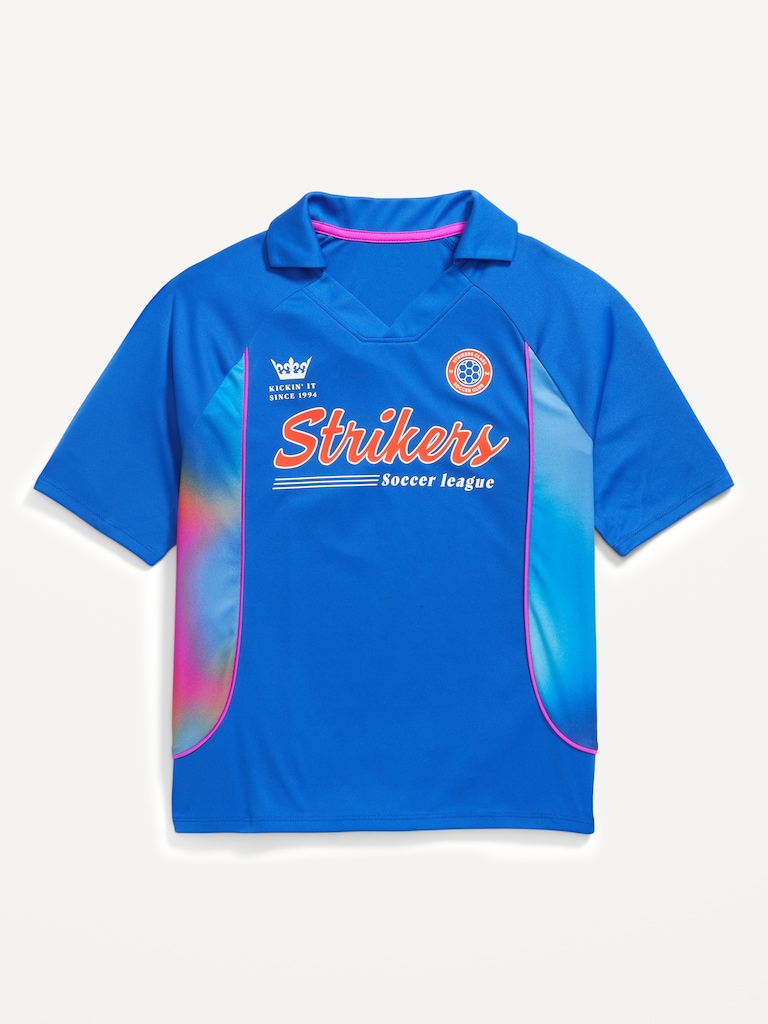 Oversized Collared Soccer Jersey T-Shirt for Boys