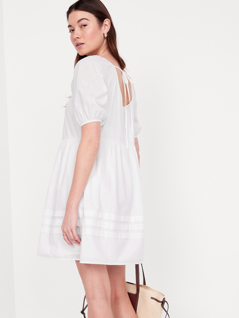 Pleated Mini Swing Dress