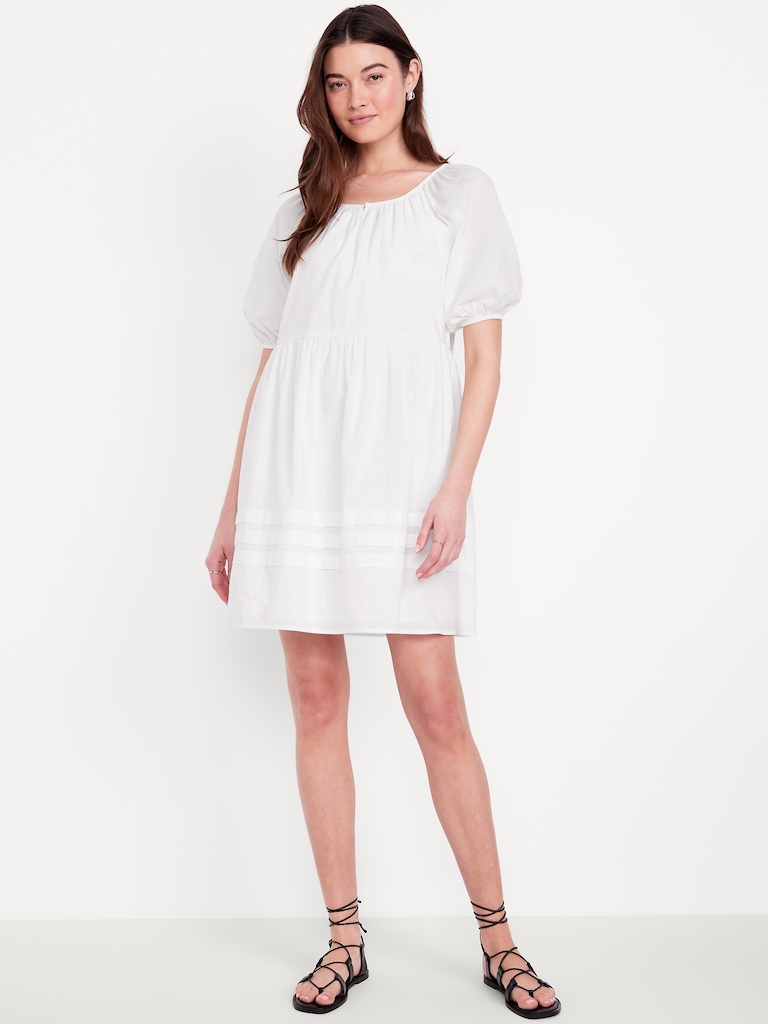 Pleated Mini Swing Dress