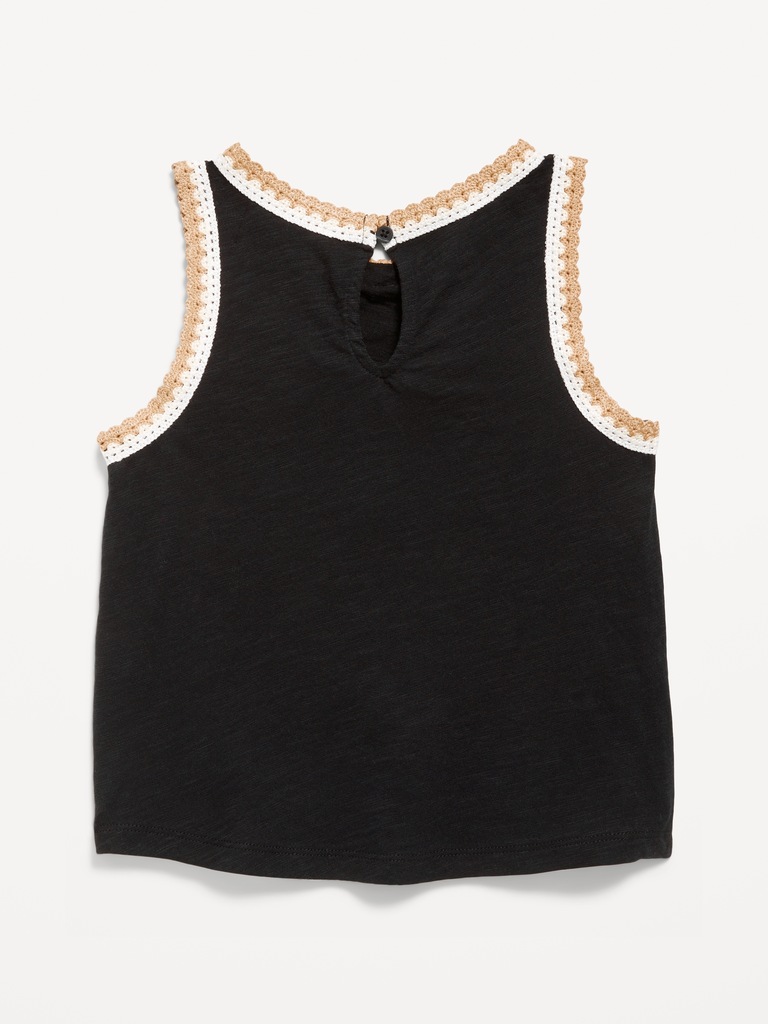 Sleeveless Crochet-Trim Top for Girls