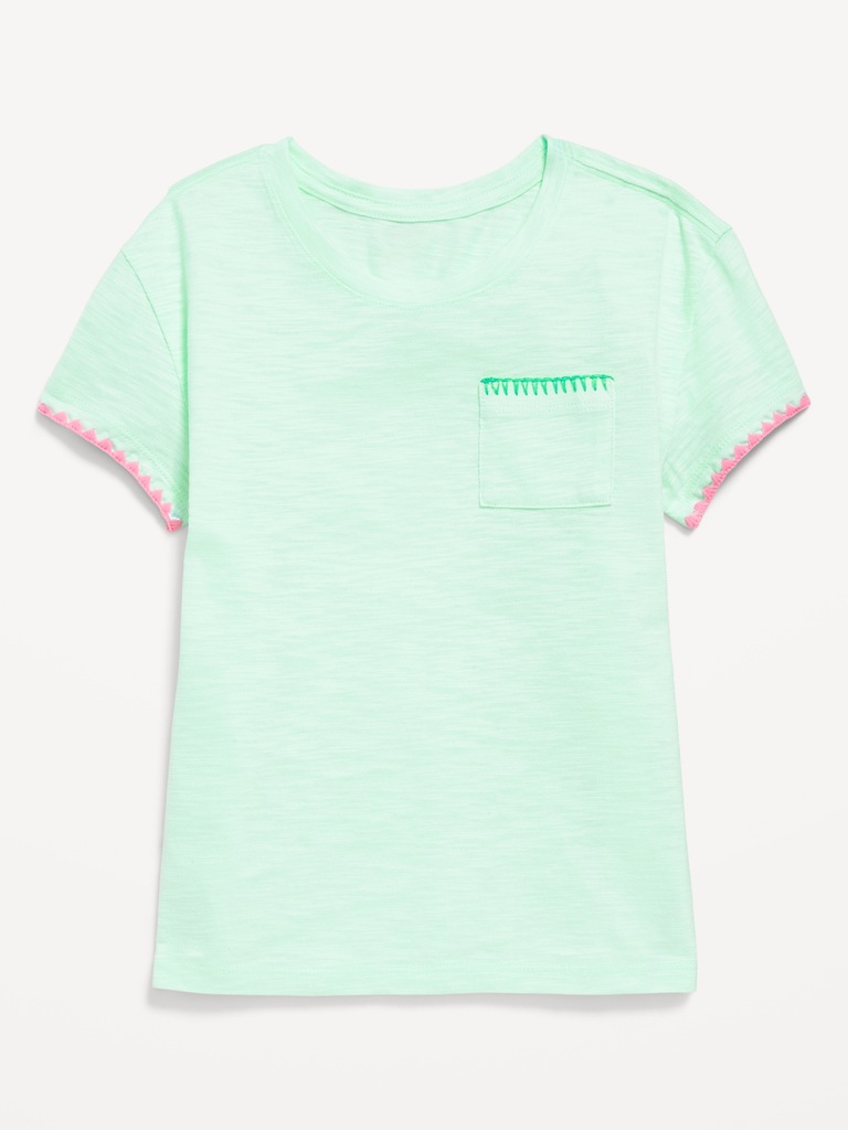 Softest Stitch-Trim Pocket T-Shirt for Girls