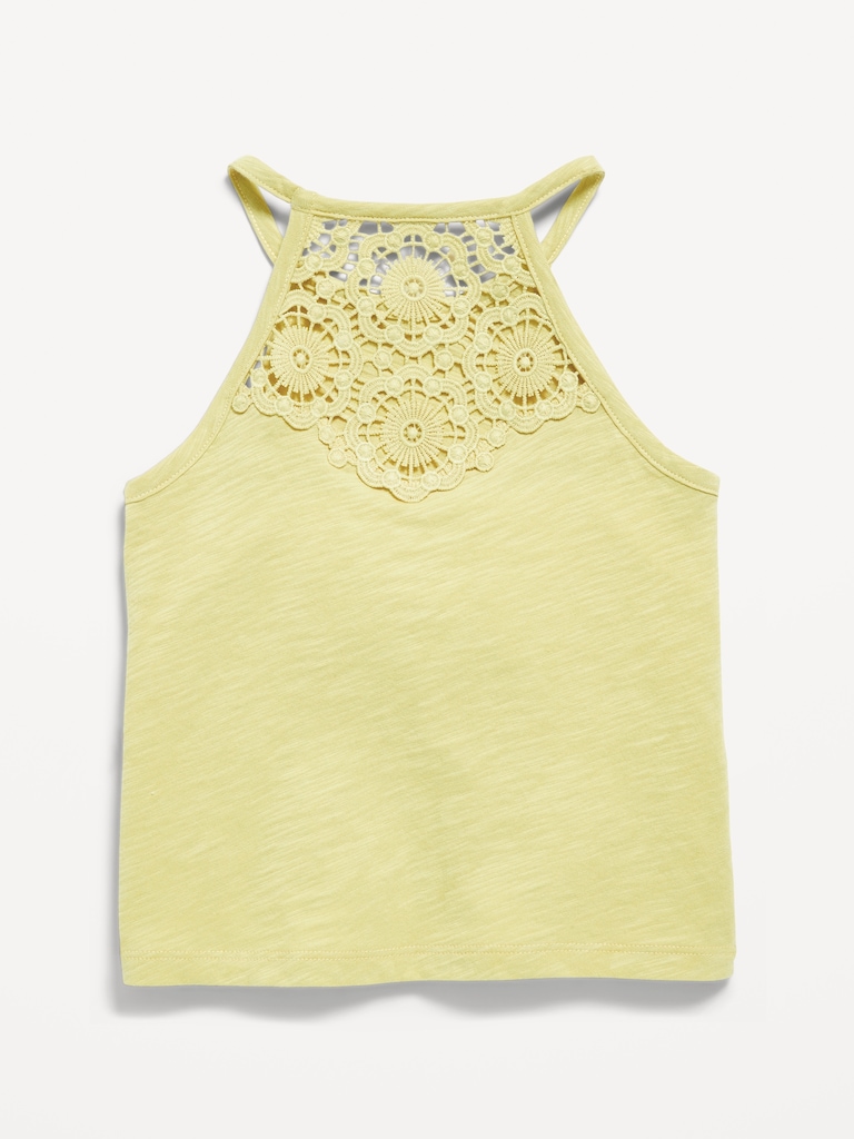 Crochet Back Halter Tank Top for Girls