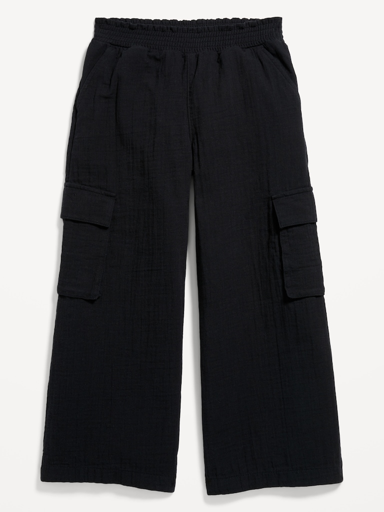 Double-Weave Wide-Leg Cargo Pants for Girls
