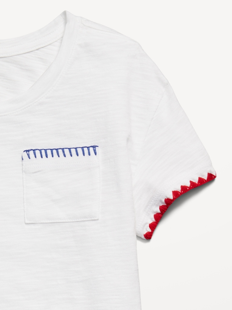 Softest Stitch-Trim Pocket T-Shirt for Girls
