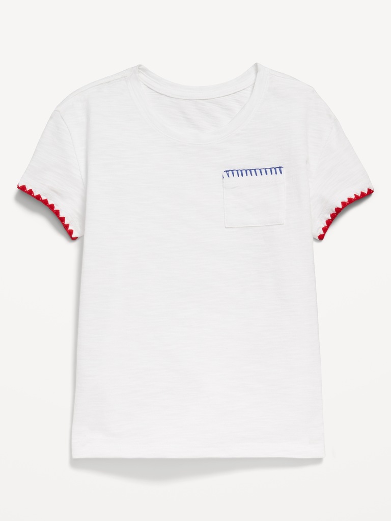 Softest Stitch-Trim Pocket T-Shirt for Girls