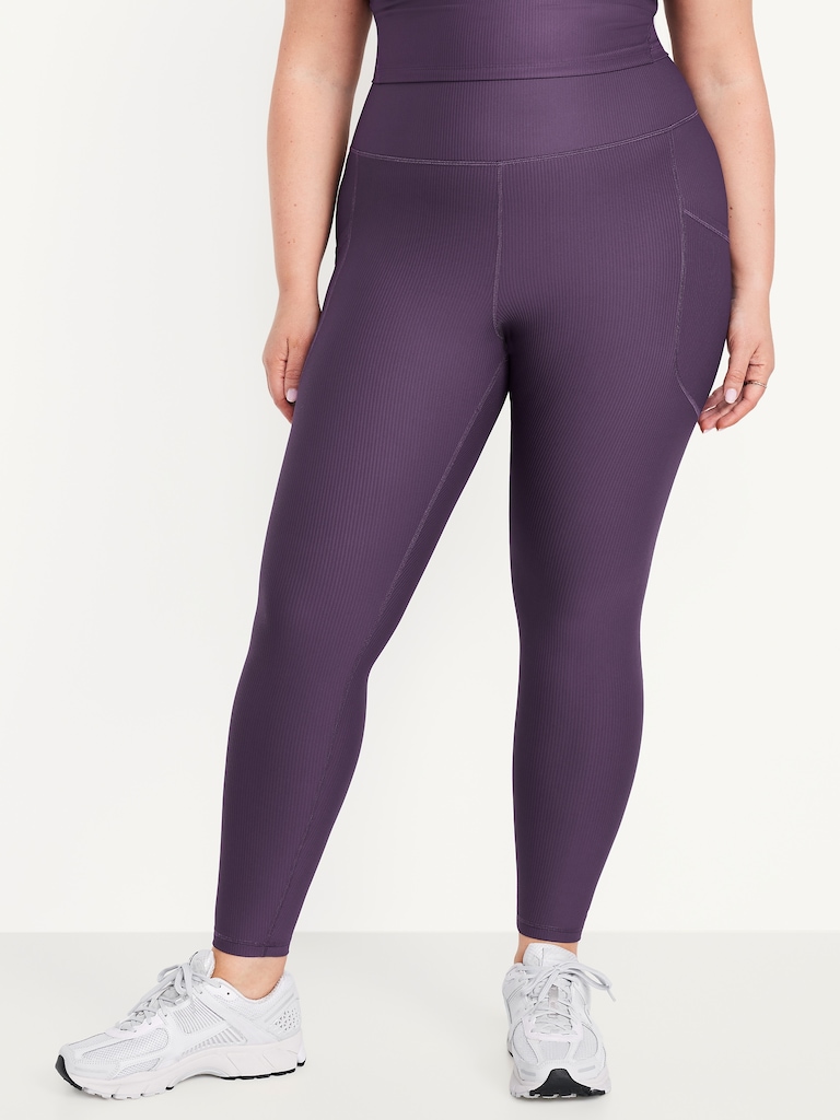 High-Waisted PowerSoft Ribbed Pocket Leggings