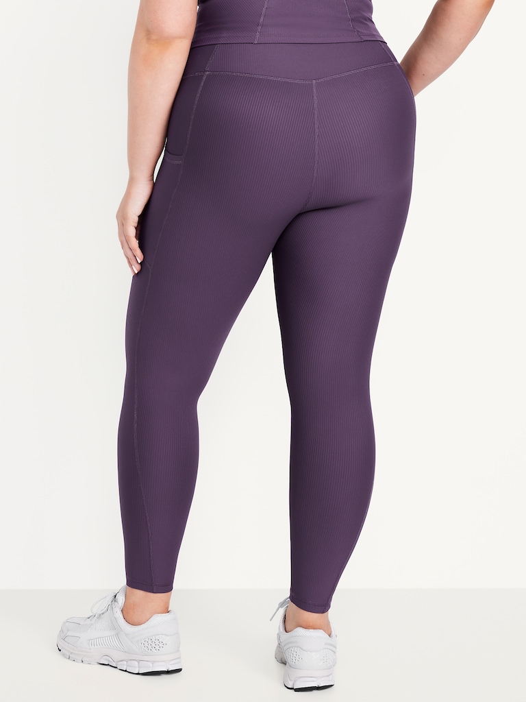High-Waisted PowerSoft Ribbed Pocket Leggings