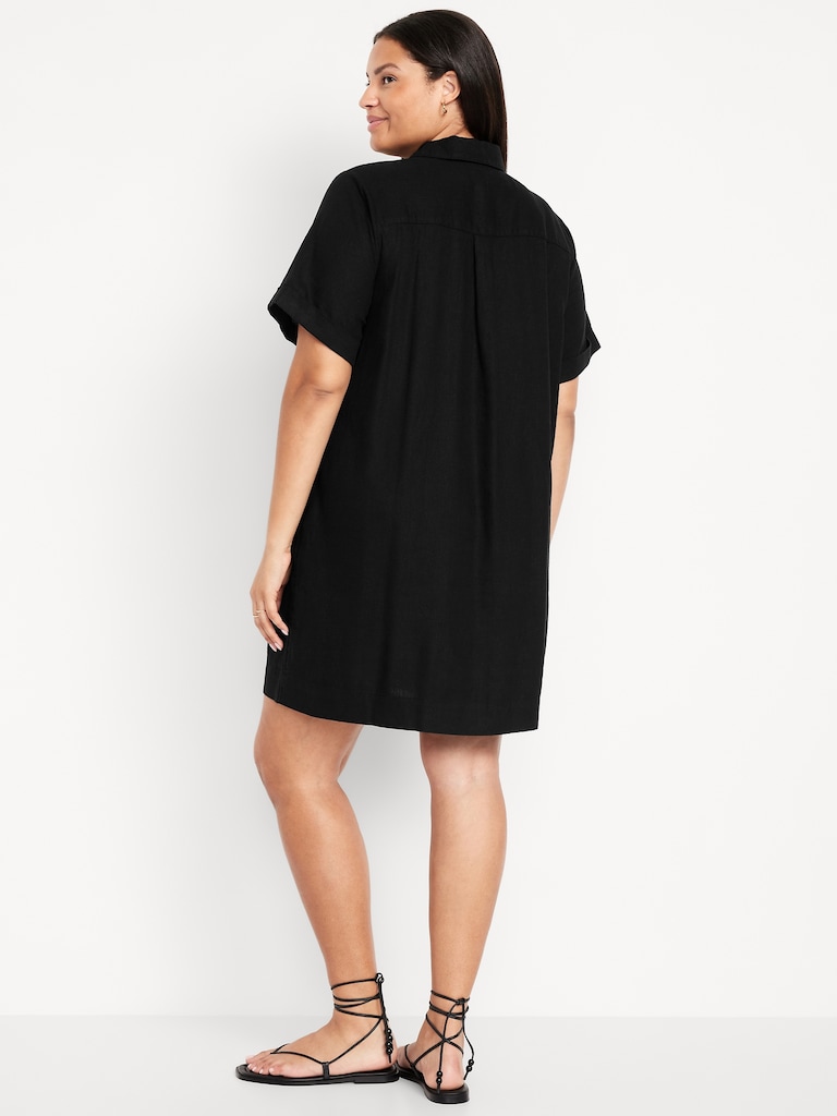 Linen-Blend Shirt Dress