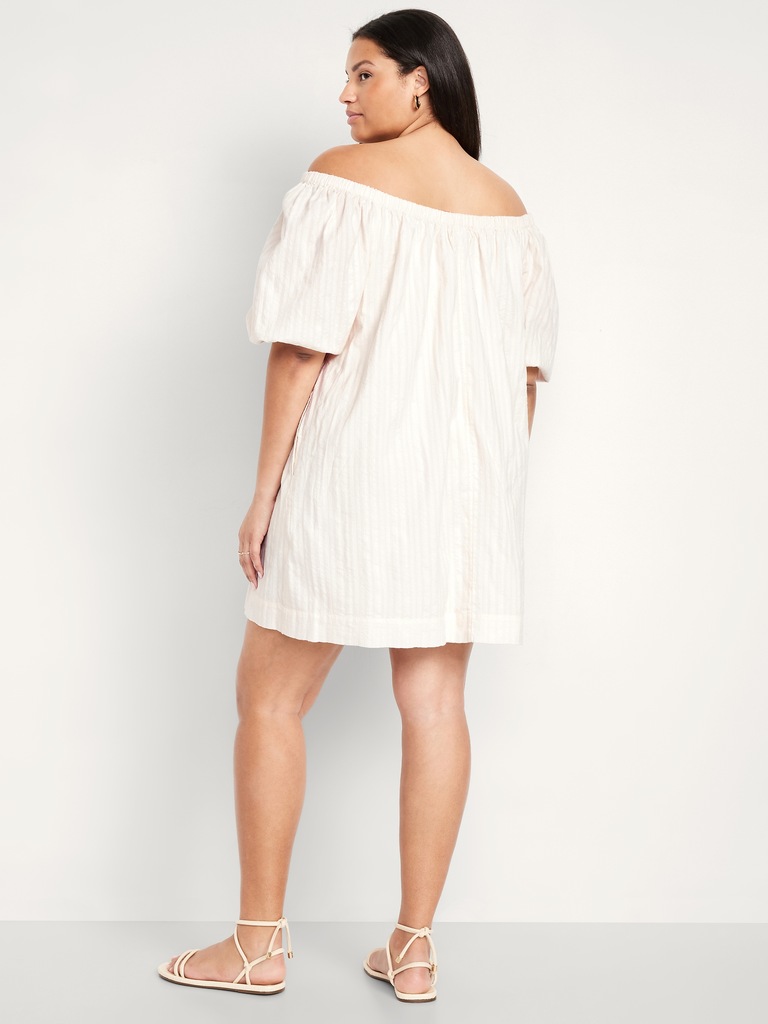 Textured-Dobby Mini Swing Dress