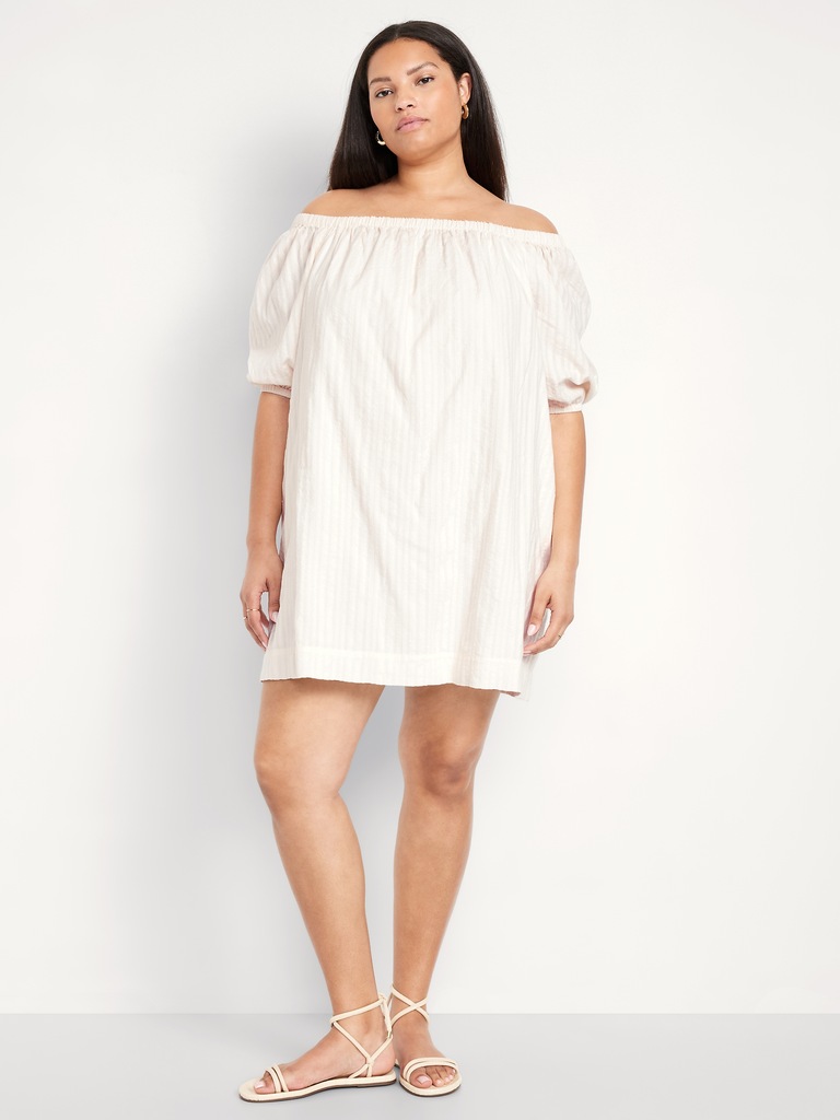 Textured-Dobby Mini Swing Dress
