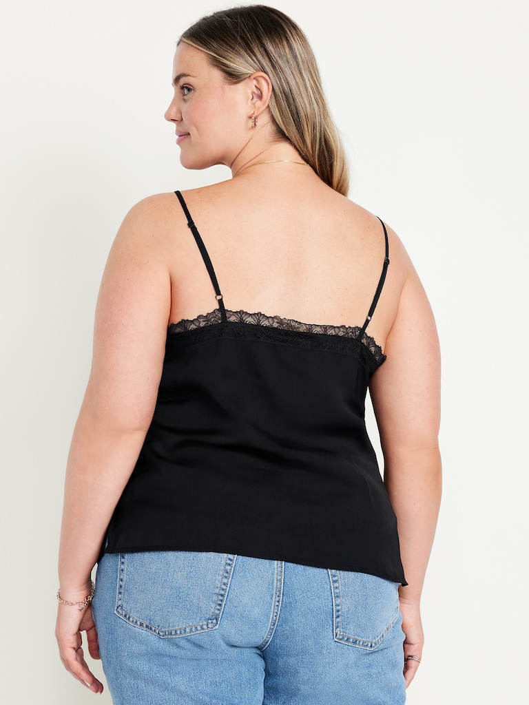 Lace-Trim Satin Cami Top