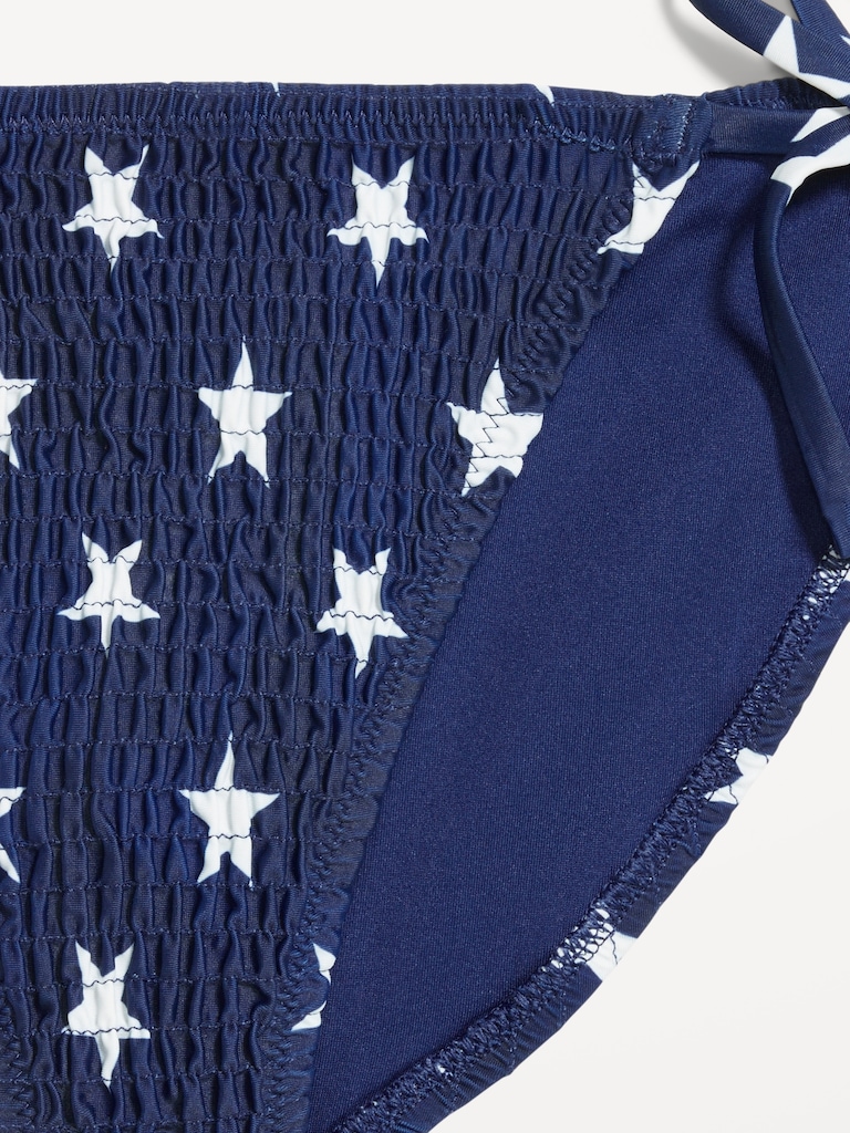 Mid-Rise Textured String Bikini Swim Bottoms