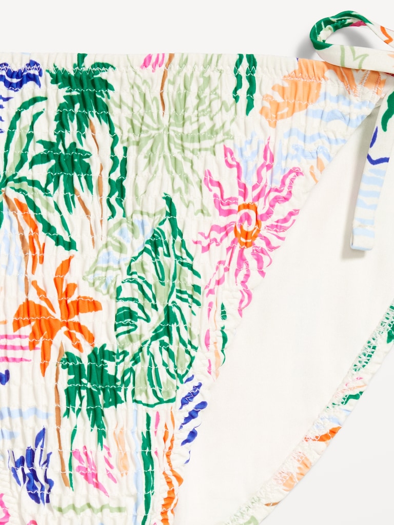 Mid-Rise Textured String Bikini Swim Bottoms