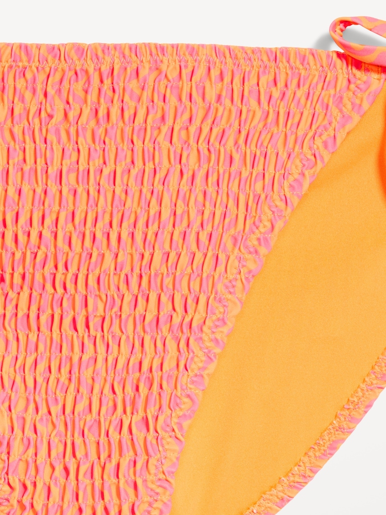 Mid-Rise Textured String Bikini Swim Bottoms