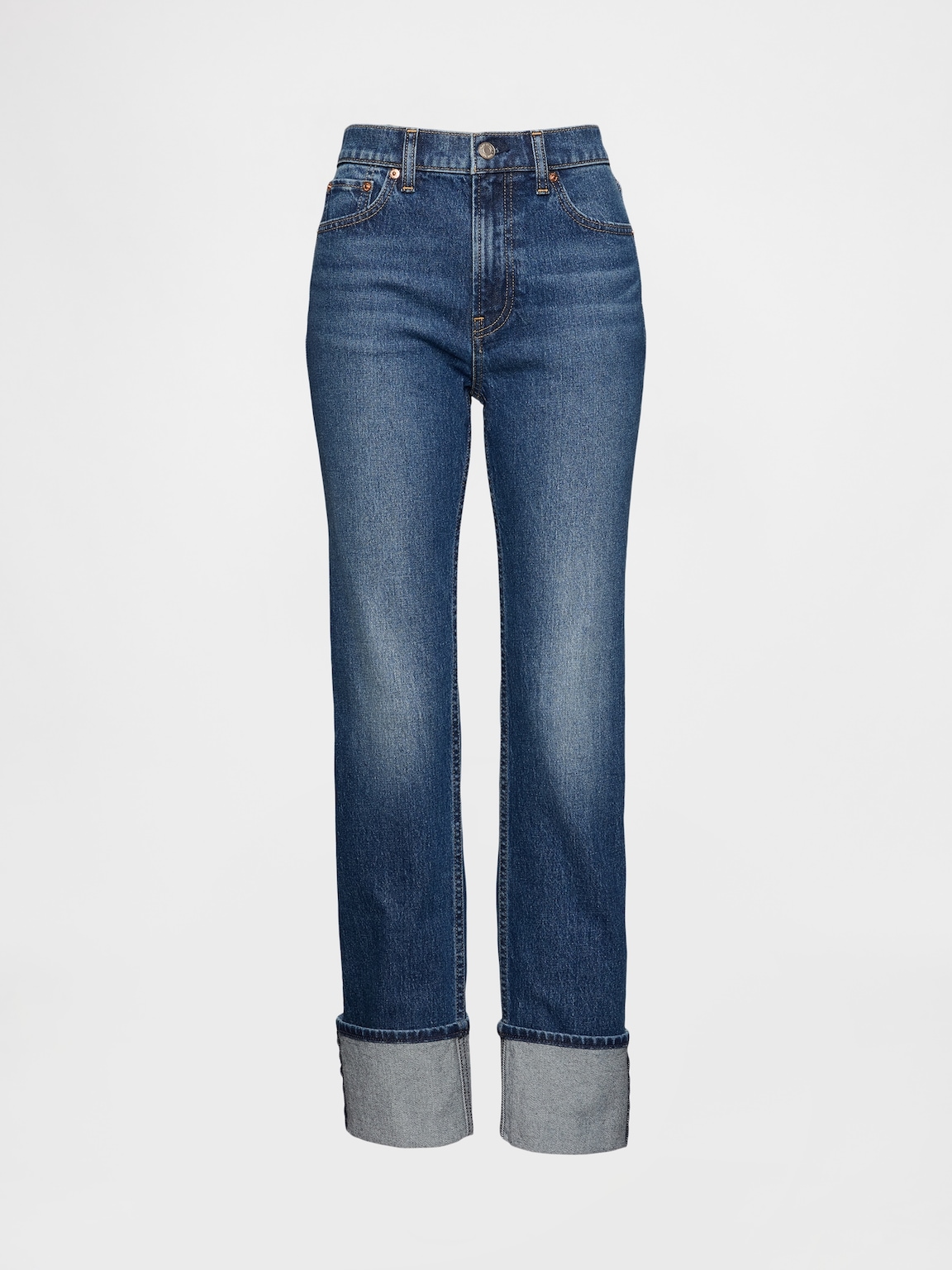 High Rise Cuffed '90s Slim Straight Jeans