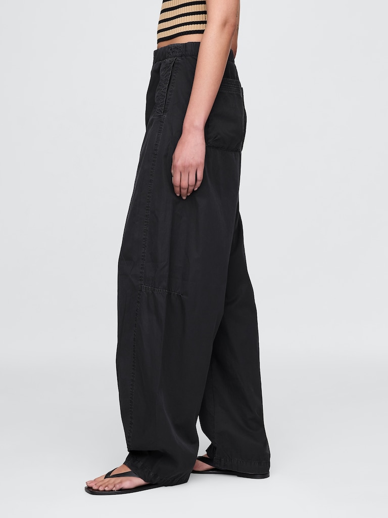 Mid Rise Barrel Parachute Pants