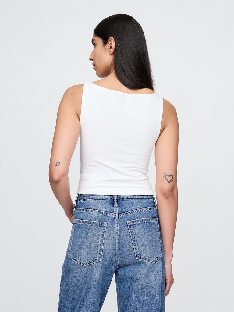 CloseKnit Jersey Boatneck Crop Tank Top