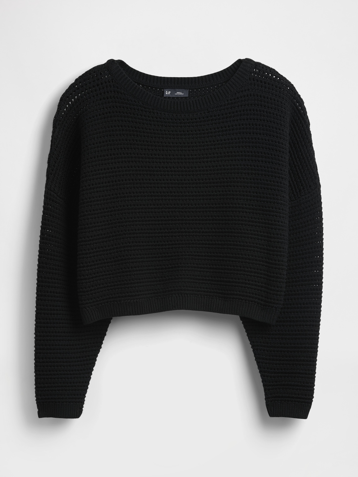 Crochet Boatneck Crop Sweater