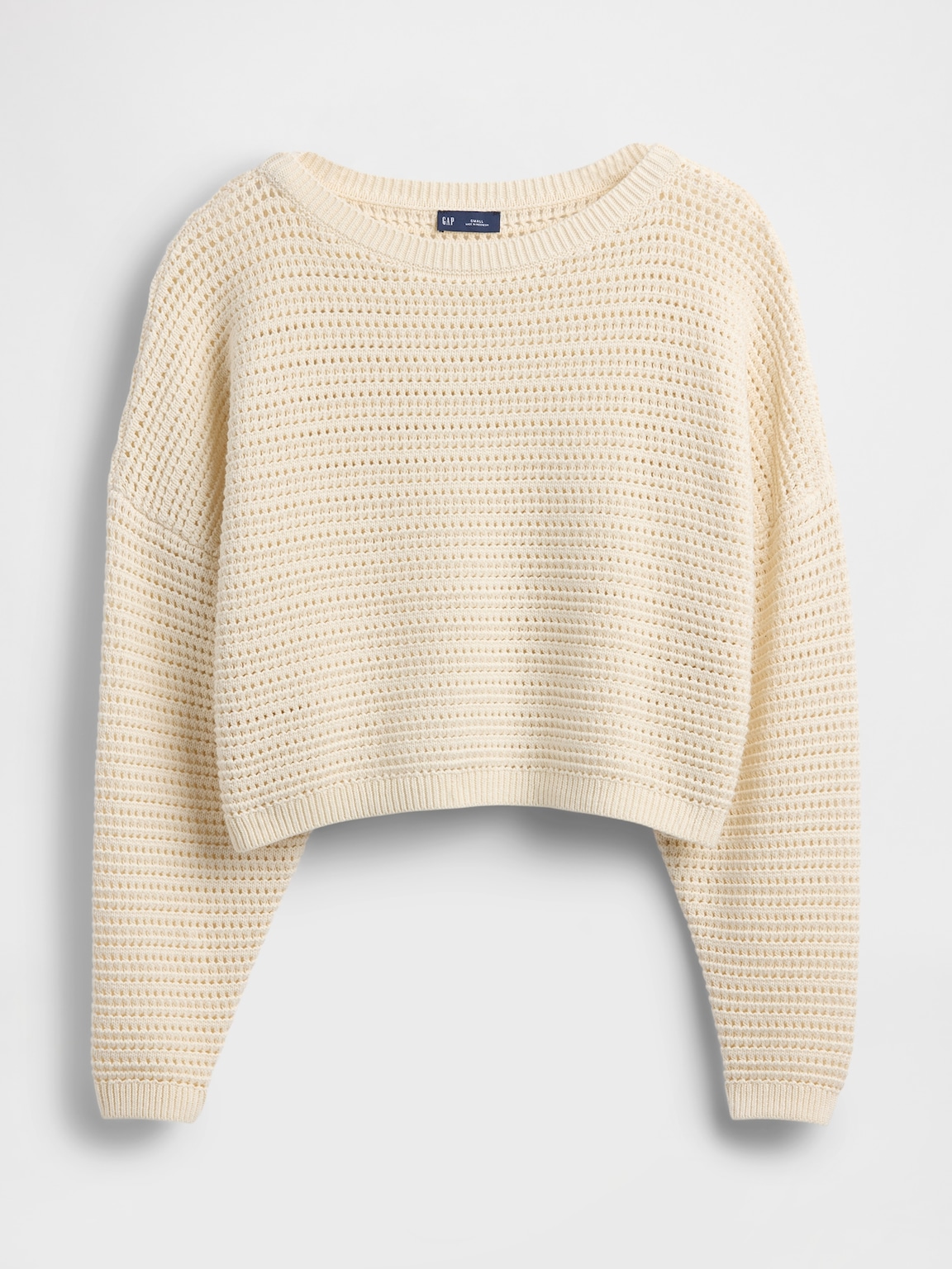Crochet Boatneck Crop Sweater