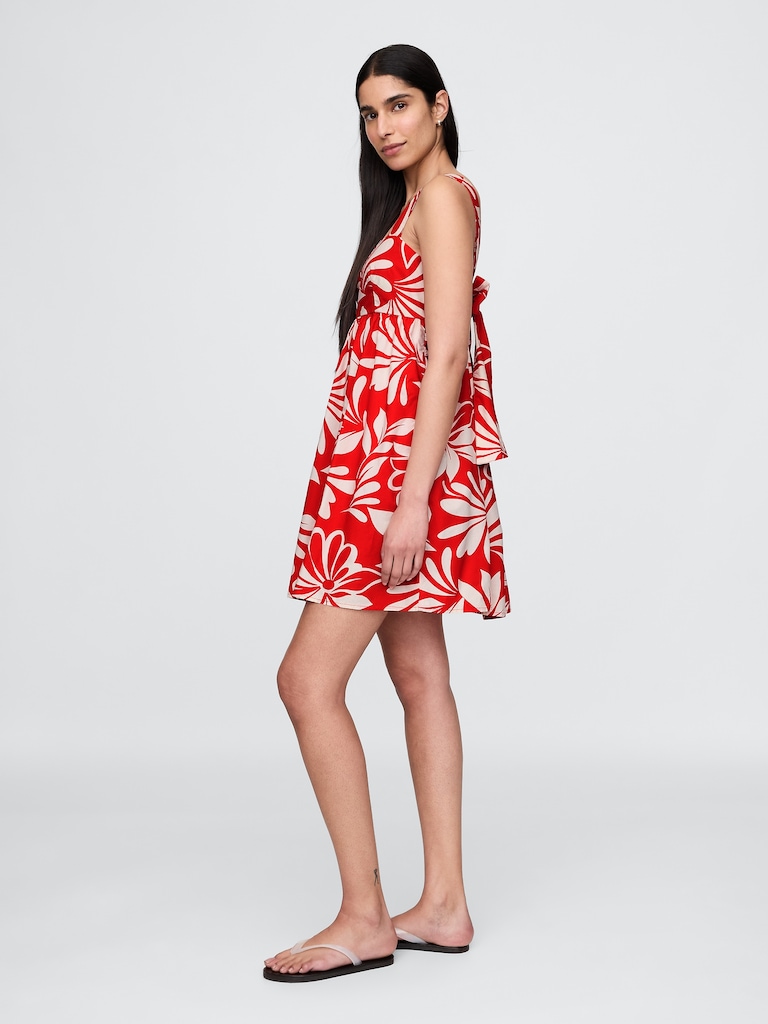 Poplin Tie-Back Mini Dress