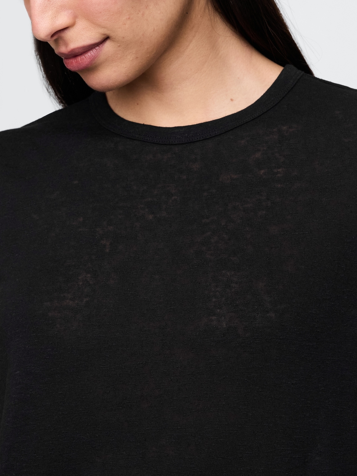 Linen-Blend Crewneck Shell Tank Top