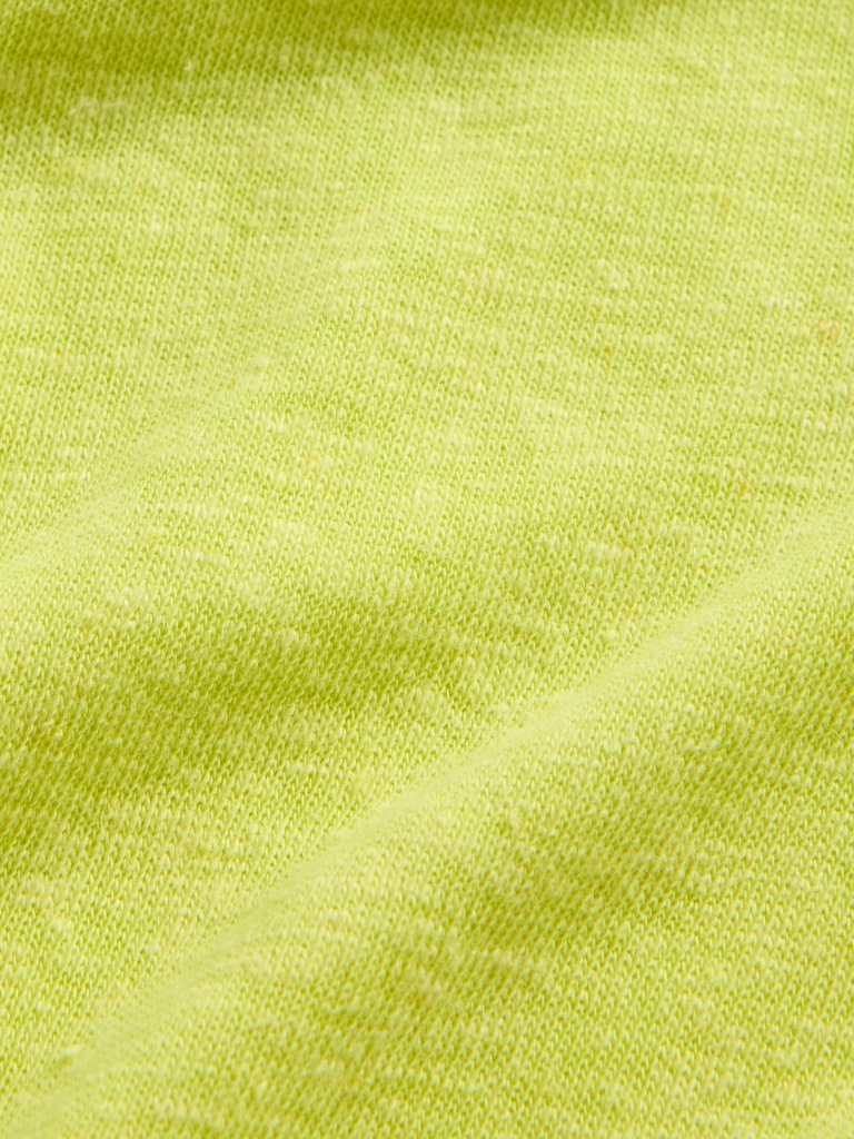 Linen-Blend V-Neck Crop T-Shirt