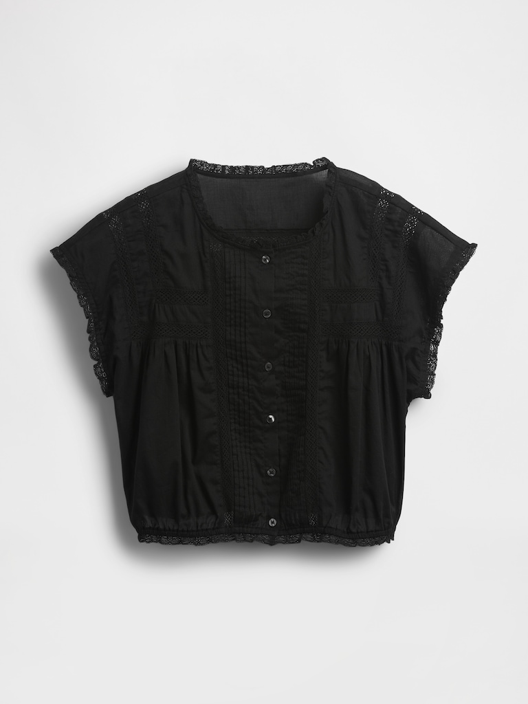 Ruffle Pintuck Crop Top