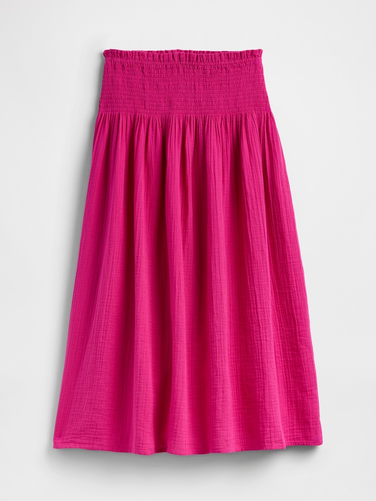 Smocked Gauze Maxi Skirt