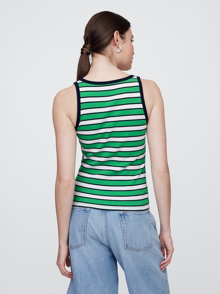 Ribbed Stripe Scoopneck Tank Top