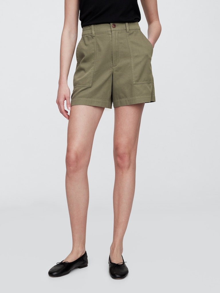 High Rise 4" Khaki Girlfriend Shorts