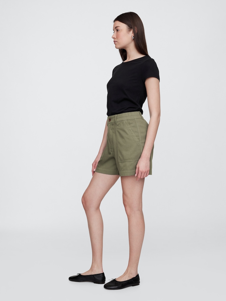 High Rise 4" Khaki Girlfriend Shorts