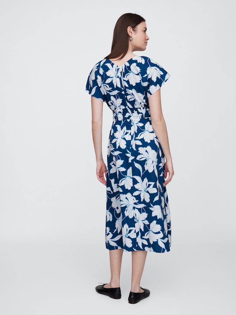 Smocked V-Neck Maxi Dress