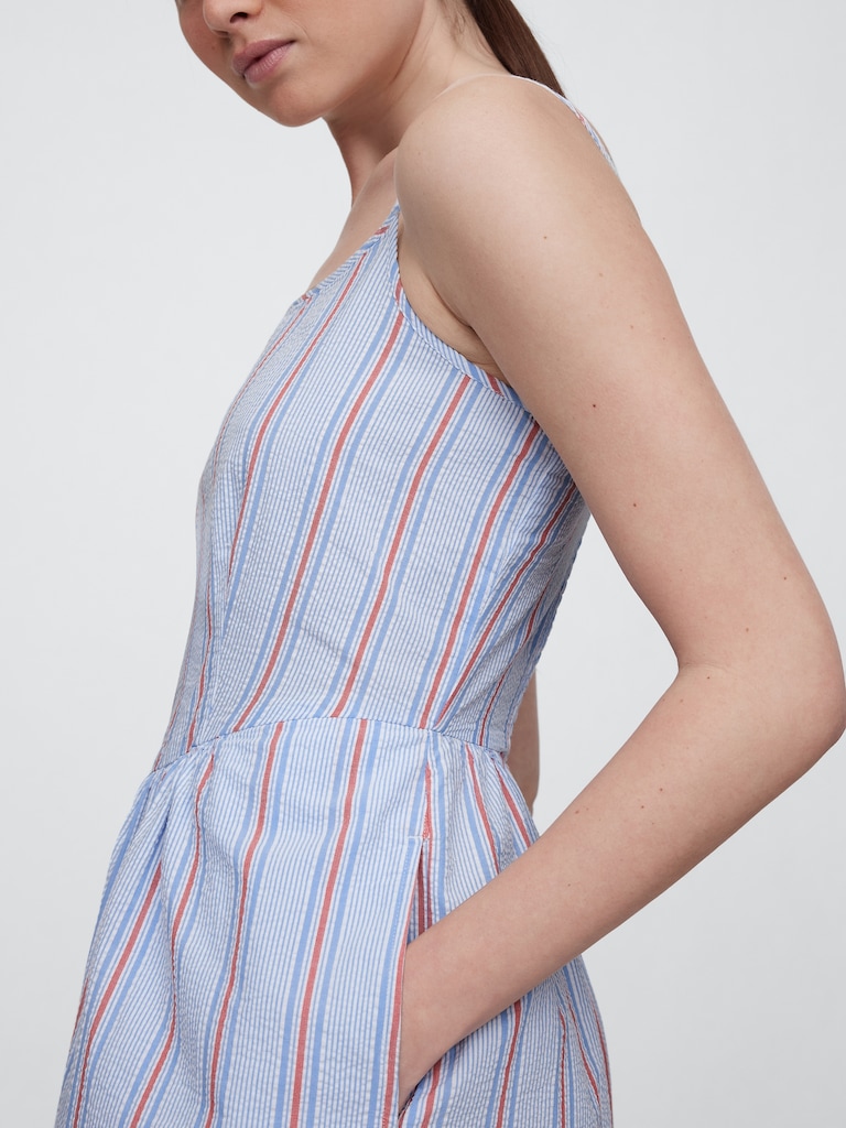Seersucker Stripe Midi Dress