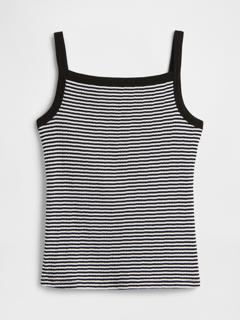 Ribbed Stripe Squareneck Tank Top