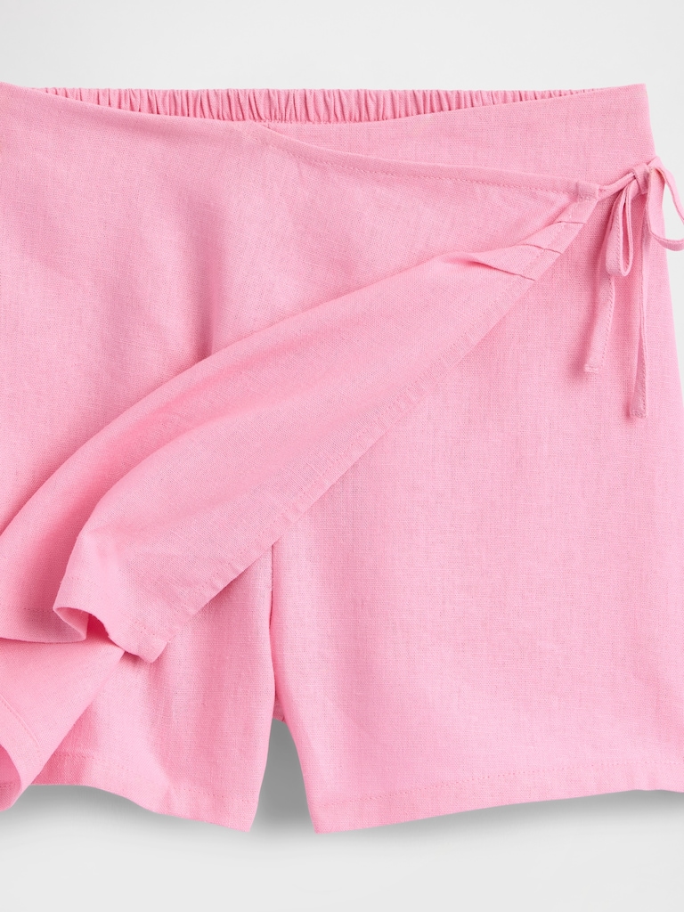 Kids Linen-Blend Wrap Skort