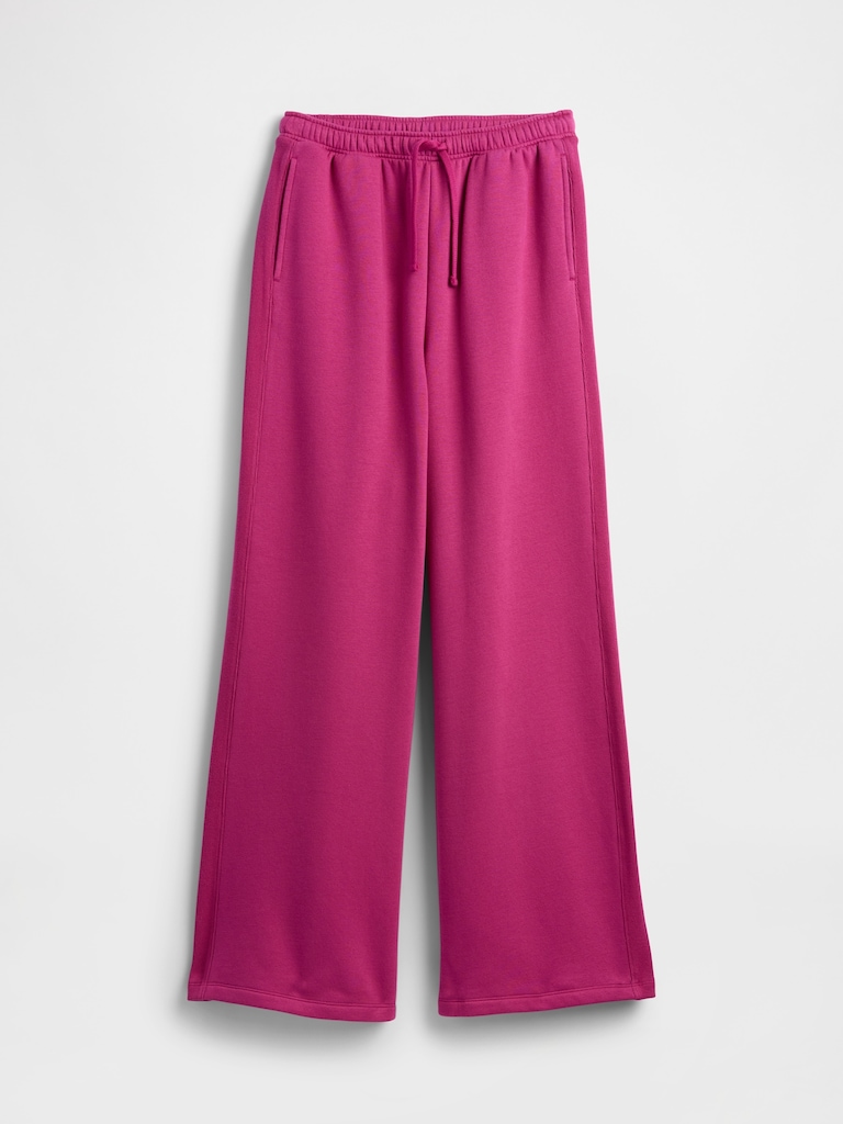Fleece Rib-Seam Wide-Leg Pants