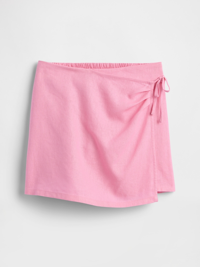 Kids Linen-Blend Wrap Skort