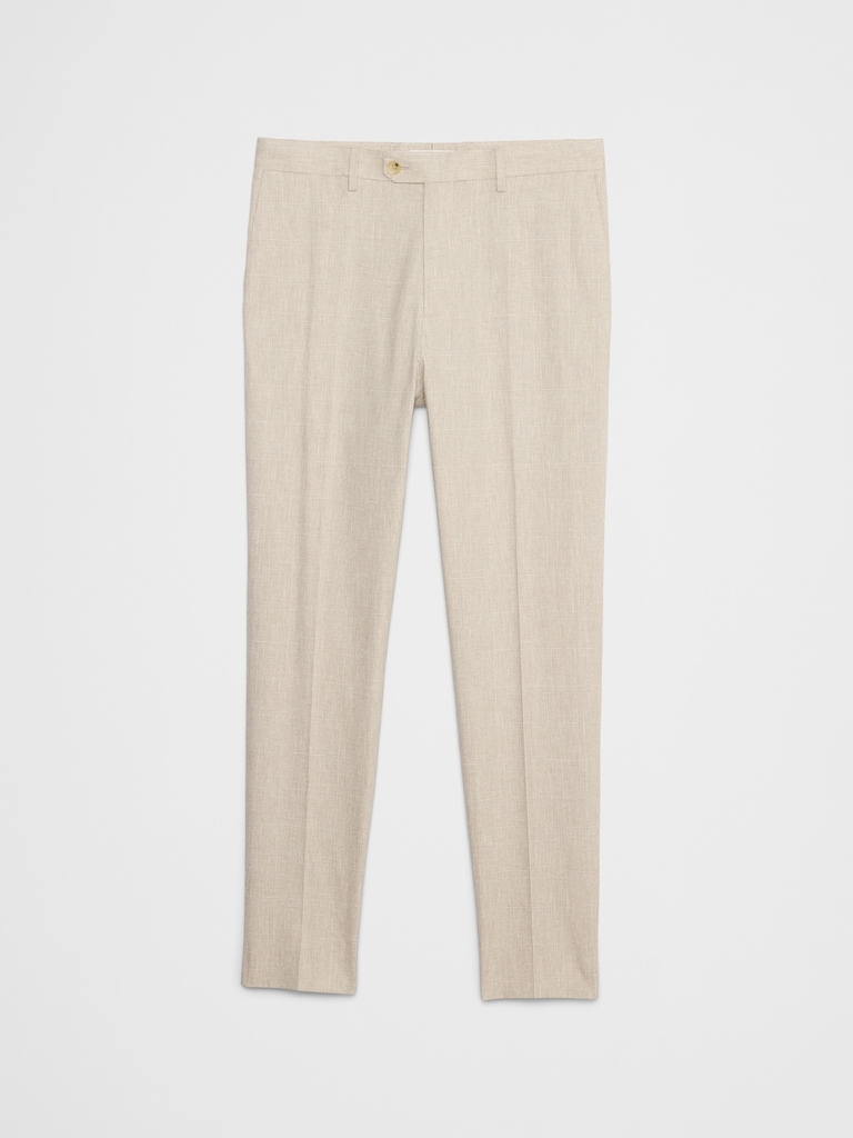 Linen-Blend Glen Plaid Suit Trouser
